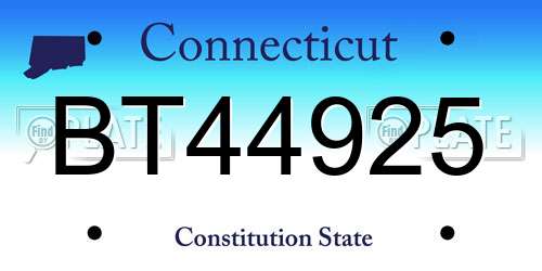 BT44925 Connecticut License Plate