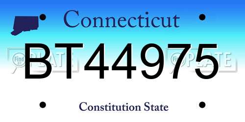 BT44975 Connecticut License Plate