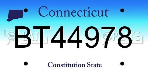 BT44978 Connecticut License Plate