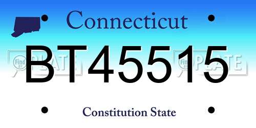BT45515 Connecticut License Plate