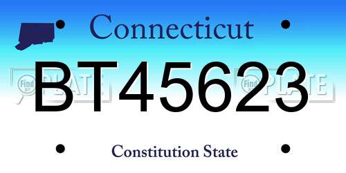 BT45623 Connecticut License Plate