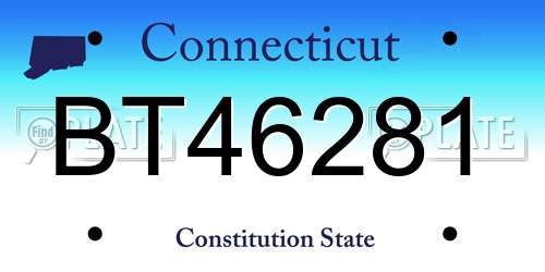 BT46281 Connecticut License Plate