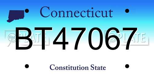 BT47067 Connecticut License Plate
