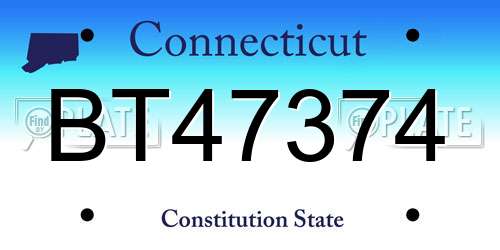 BT47374 Connecticut License Plate