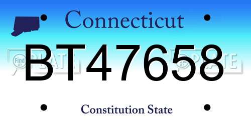 BT47658 Connecticut License Plate