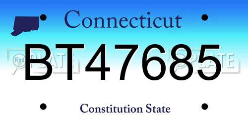 BT47685 Connecticut License Plate