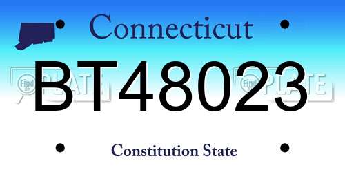 BT48023 Connecticut License Plate