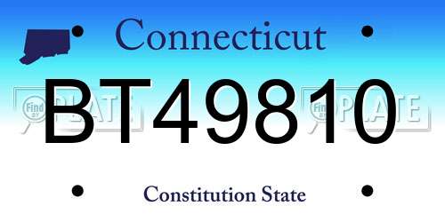 BT49810 Connecticut License Plate