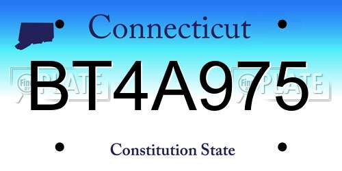 BT4A975 Connecticut License Plate