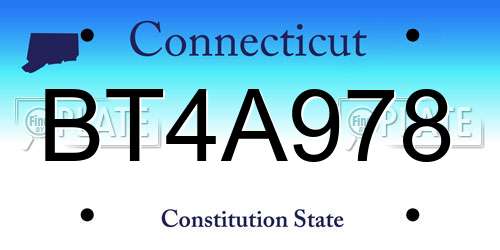 BT4A978 Connecticut License Plate