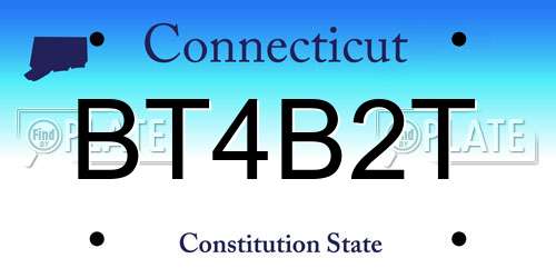 BT4B2T Connecticut License Plate