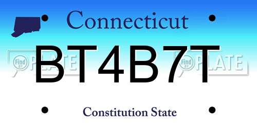 BT4B7T Connecticut License Plate