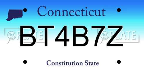 BT4B7Z Connecticut License Plate