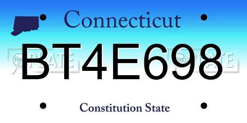 BT4E698 Connecticut License Plate