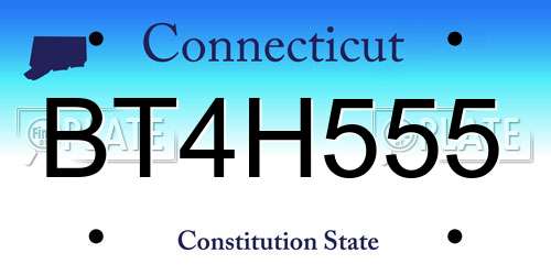 BT4H555 Connecticut License Plate