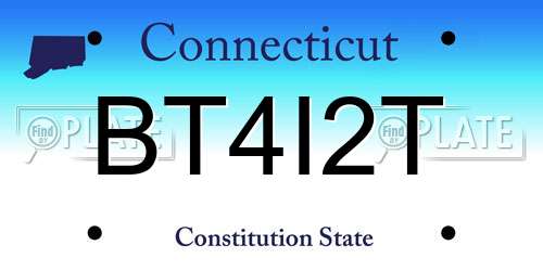 BT4I2T Connecticut License Plate