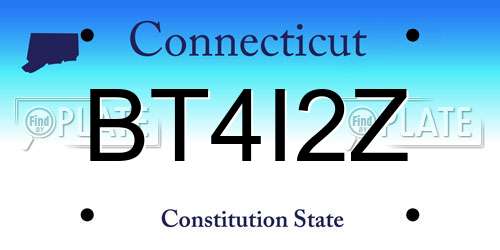 BT4I2Z Connecticut License Plate
