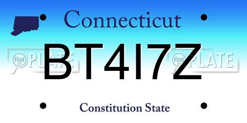 BT4I7Z Connecticut License Plate