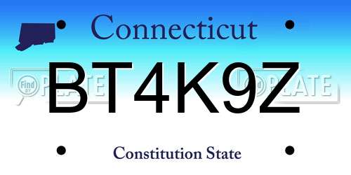 BT4K9Z Connecticut License Plate
