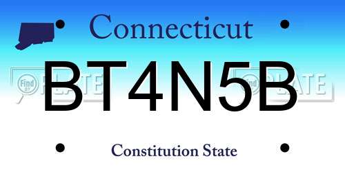 BT4N5B Connecticut License Plate