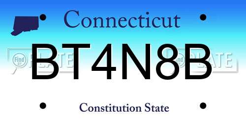 BT4N8B Connecticut License Plate