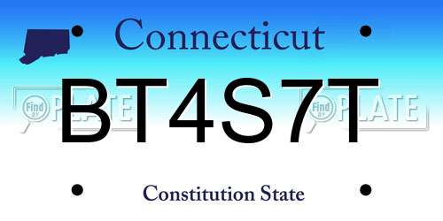 BT4S7T Connecticut License Plate