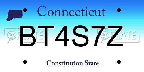 BT4S7Z Connecticut License Plate