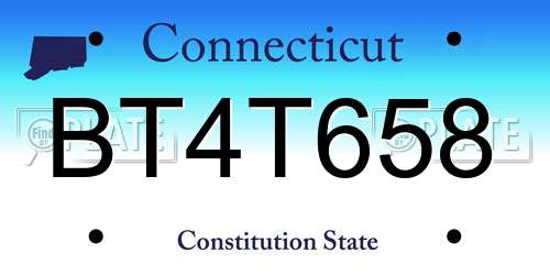 BT4T658 Connecticut License Plate