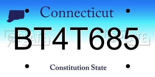 BT4T685 Connecticut License Plate