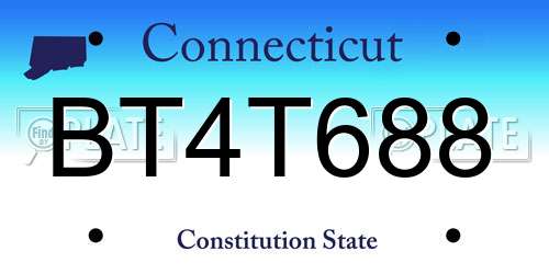 BT4T688 Connecticut License Plate