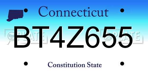 BT4Z655 Connecticut License Plate
