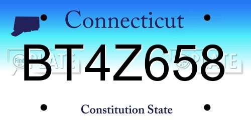BT4Z658 Connecticut License Plate