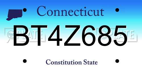 BT4Z685 Connecticut License Plate