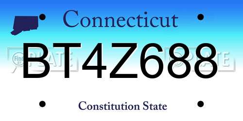 BT4Z688 Connecticut License Plate