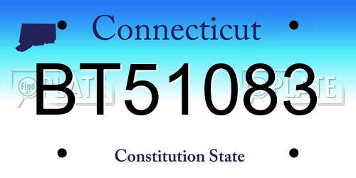 BT51083 Connecticut License Plate