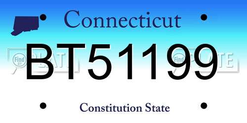 BT51199 Connecticut License Plate