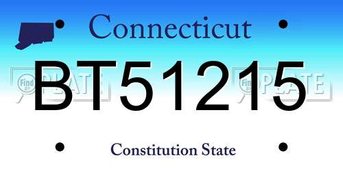 BT51215 Connecticut License Plate