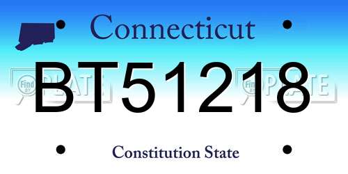 BT51218 Connecticut License Plate