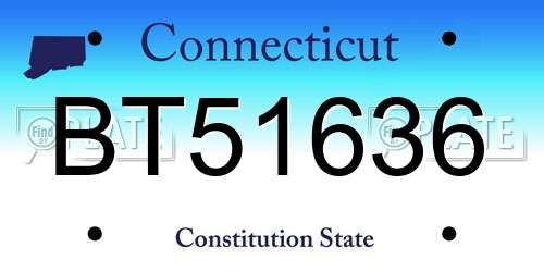 BT51636 Connecticut License Plate
