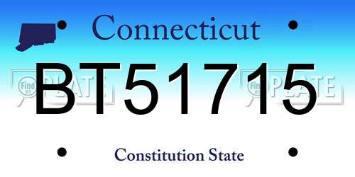 BT51715 Connecticut License Plate