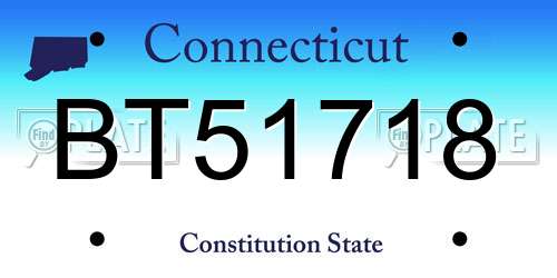 BT51718 Connecticut License Plate
