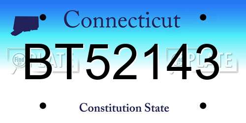 BT52143 Connecticut License Plate