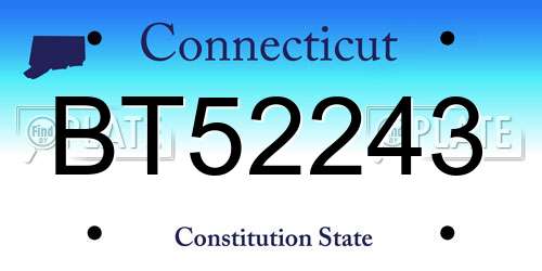 BT52243 Connecticut License Plate
