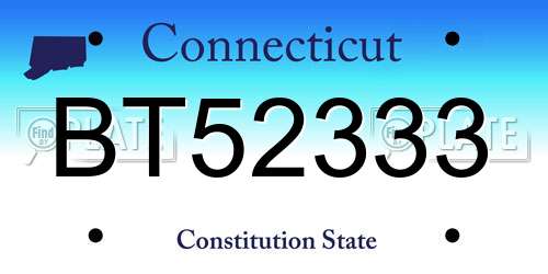 BT52333 Connecticut License Plate