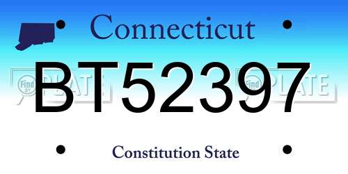 BT52397 Connecticut License Plate