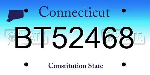 BT52468 Connecticut License Plate