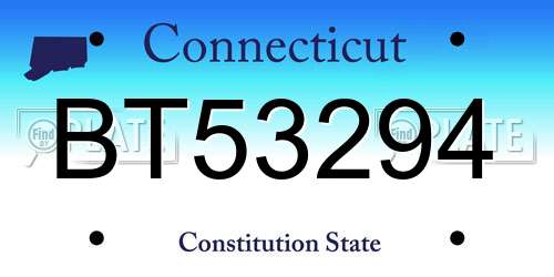 BT53294 Connecticut License Plate