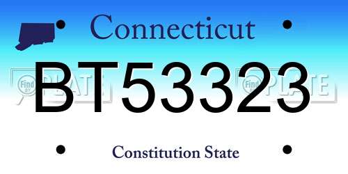 BT53323 Connecticut License Plate