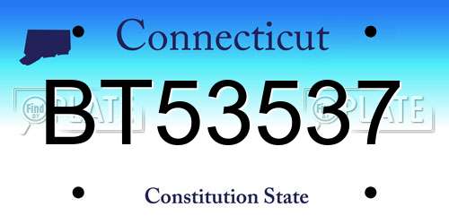 BT53537 Connecticut License Plate