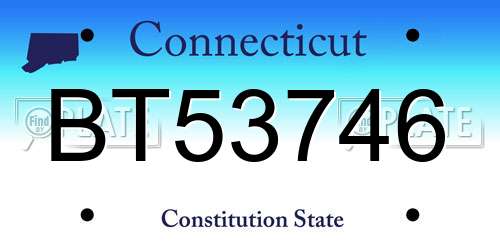 BT53746 Connecticut License Plate